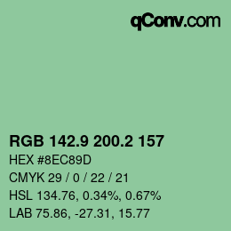 カラーコード: RGB 142.9 200.2 157 | qconv.com
