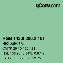 カラーコード: RGB 142.9 200.2 161 | qconv.com