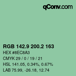 Color code: RGB 142.9 200.2 163 | qconv.com