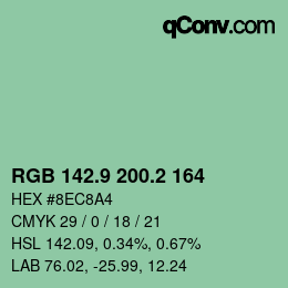 カラーコード: RGB 142.9 200.2 164 | qconv.com