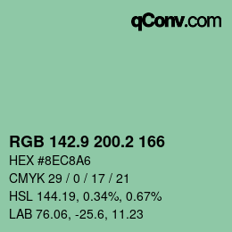 カラーコード: RGB 142.9 200.2 166 | qconv.com
