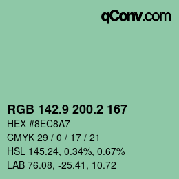 カラーコード: RGB 142.9 200.2 167 | qconv.com