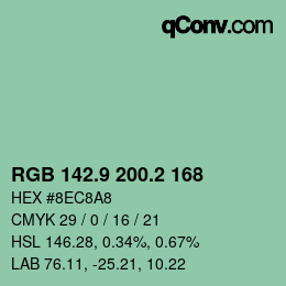 Color code: RGB 142.9 200.2 168 | qconv.com