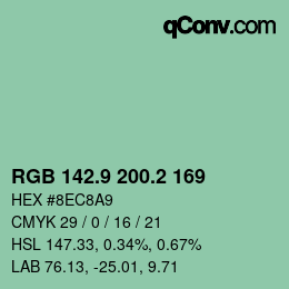 カラーコード: RGB 142.9 200.2 169 | qconv.com