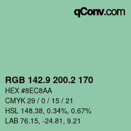 カラーコード: RGB 142.9 200.2 170 | qconv.com