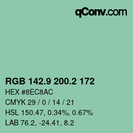 Color code: RGB 142.9 200.2 172 | qconv.com