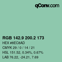 Color code: RGB 142.9 200.2 173 | qconv.com