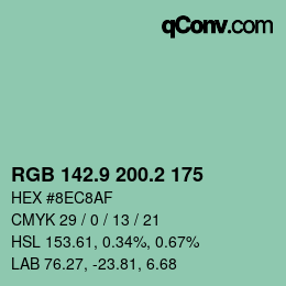 カラーコード: RGB 142.9 200.2 175 | qconv.com