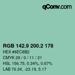 Color code: RGB 142.9 200.2 178 | qconv.com