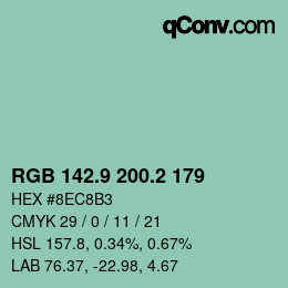 カラーコード: RGB 142.9 200.2 179 | qconv.com