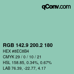 カラーコード: RGB 142.9 200.2 180 | qconv.com