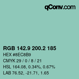 カラーコード: RGB 142.9 200.2 185 | qconv.com