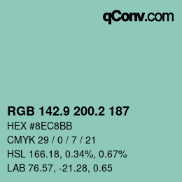 Color code: RGB 142.9 200.2 187 | qconv.com