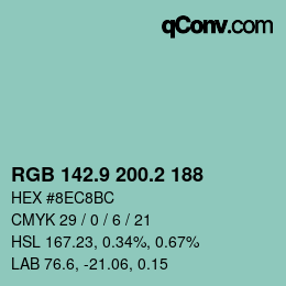 Color code: RGB 142.9 200.2 188 | qconv.com