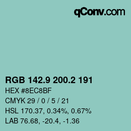 カラーコード: RGB 142.9 200.2 191 | qconv.com