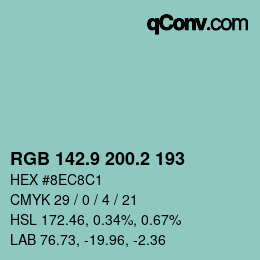 Color code: RGB 142.9 200.2 193 | qconv.com