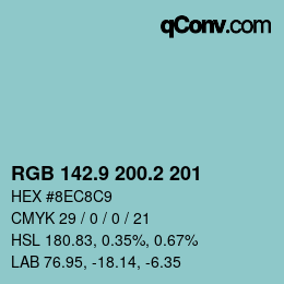 Color code: RGB 142.9 200.2 201 | qconv.com