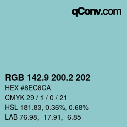 Color code: RGB 142.9 200.2 202 | qconv.com
