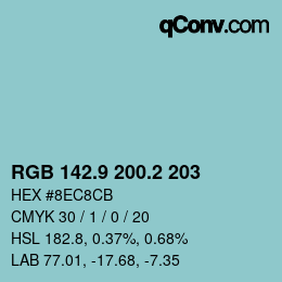 カラーコード: RGB 142.9 200.2 203 | qconv.com