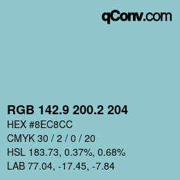 Color code: RGB 142.9 200.2 204 | qconv.com