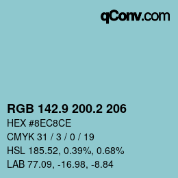 Color code: RGB 142.9 200.2 206 | qconv.com