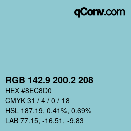 Color code: RGB 142.9 200.2 208 | qconv.com
