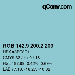 カラーコード: RGB 142.9 200.2 209 | qconv.com