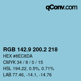 Color code: RGB 142.9 200.2 218 | qconv.com