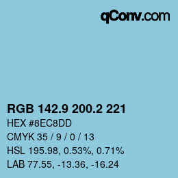 カラーコード: RGB 142.9 200.2 221 | qconv.com