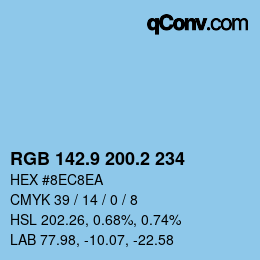 カラーコード: RGB 142.9 200.2 234 | qconv.com