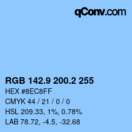 Color code: RGB 142.9 200.2 255 | qconv.com