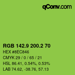 カラーコード: RGB 142.9 200.2 70 | qconv.com