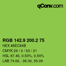 カラーコード: RGB 142.9 200.2 75 | qconv.com