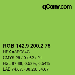カラーコード: RGB 142.9 200.2 76 | qconv.com