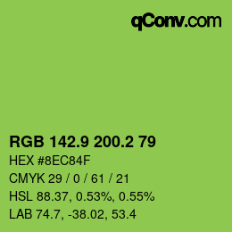 カラーコード: RGB 142.9 200.2 79 | qconv.com
