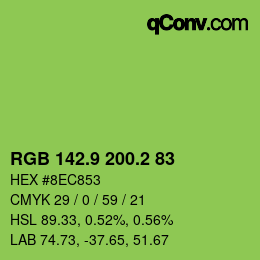 カラーコード: RGB 142.9 200.2 83 | qconv.com