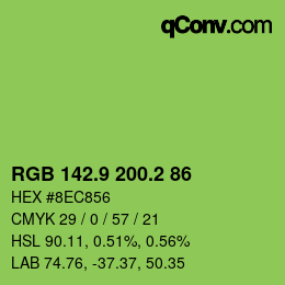 カラーコード: RGB 142.9 200.2 86 | qconv.com