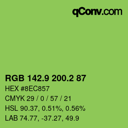 カラーコード: RGB 142.9 200.2 87 | qconv.com