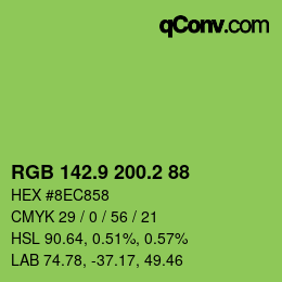 カラーコード: RGB 142.9 200.2 88 | qconv.com