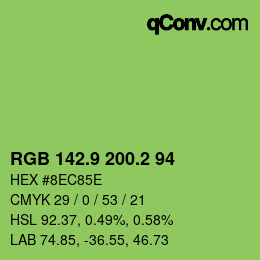 カラーコード: RGB 142.9 200.2 94 | qconv.com
