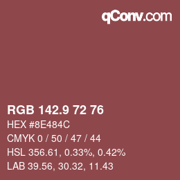 Color code: RGB 142.9 72 76 | qconv.com