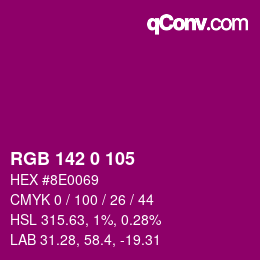 颜色代码: RGB 142 0 105 | qconv.com
