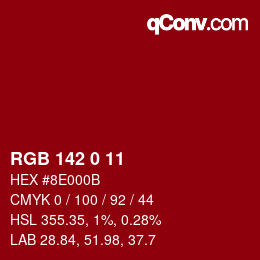 Color code: RGB 142 0 11 | qconv.com