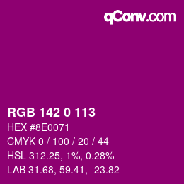 Color code: RGB 142 0 113 | qconv.com