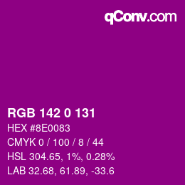 Color code: RGB 142 0 131 | qconv.com