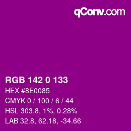 カラーコード: RGB 142 0 133 | qconv.com