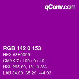 Color code: RGB 142 0 153 | qconv.com