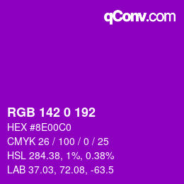 Color code: RGB 142 0 192 | qconv.com