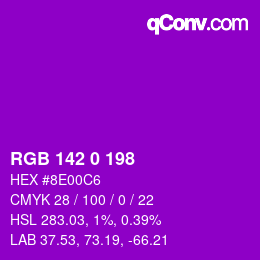 Color code: RGB 142 0 198 | qconv.com