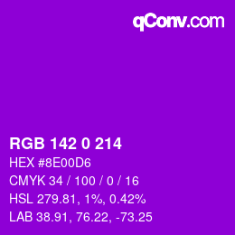 カラーコード: RGB 142 0 214 | qconv.com